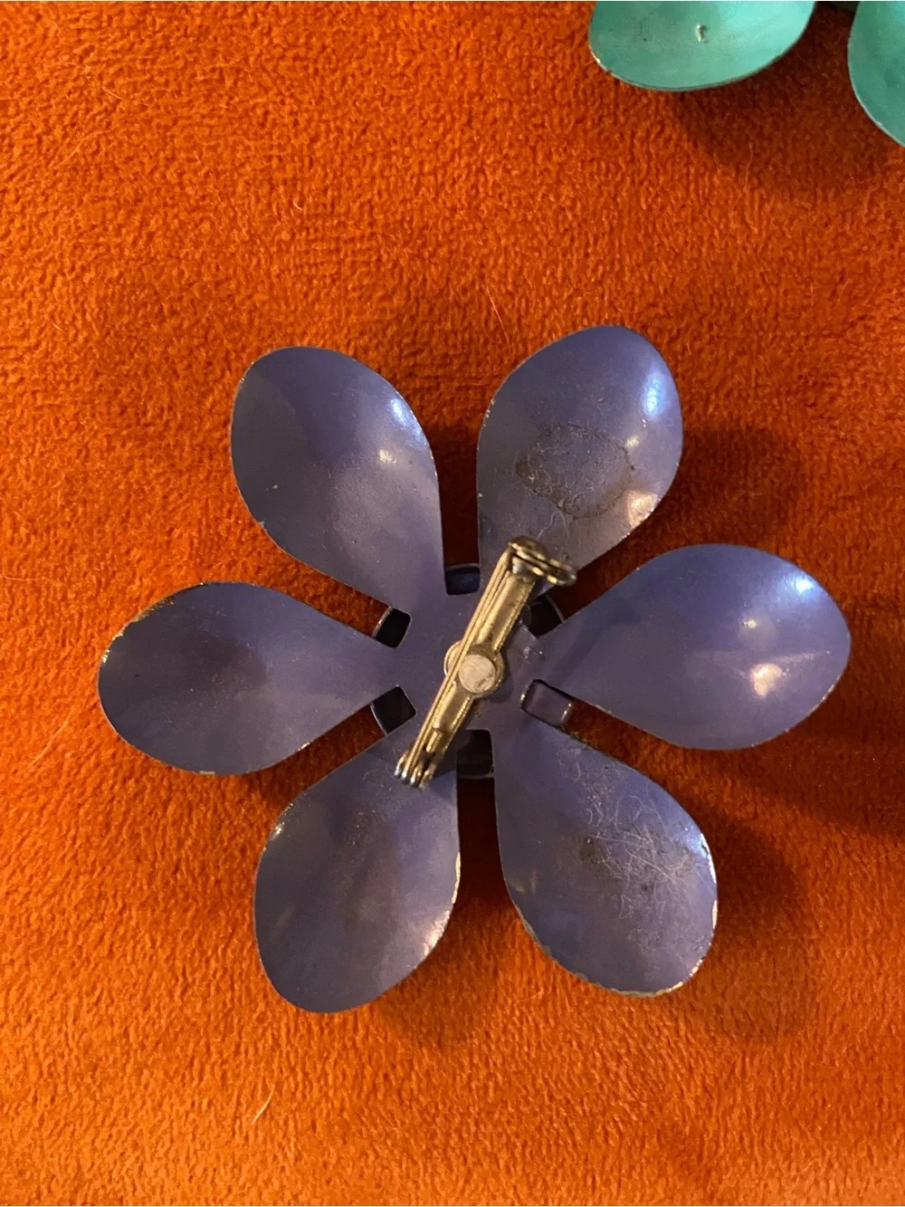 VINTAGE Blue, Purple & Yellow Flower Brooch Set